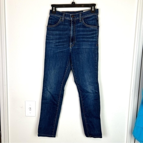 Imogene and Willie jeans womens 27 Straight Leg Whiskered Dark Blue Zip - Picture 1 of 9